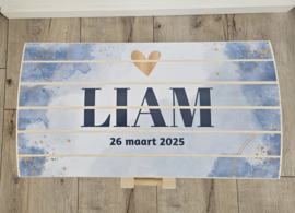Naturel houten speelgoedkist met naam 'Watercolor'