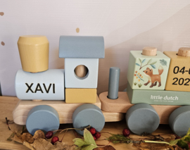 Little Dutch Forest Friends  blokkentrein met geboortegegevens