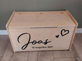Naturel houten opbergkist met naam