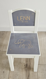 Stoeltje met naam en Olifant silhouette