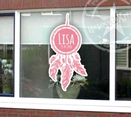 Raamsticker geboorte Dreamcatcher roze