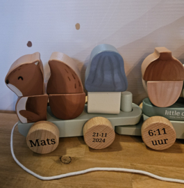 Little Dutch Forest Friends  blokkentrein EEKHOORN met geboortegegevens