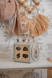 ''Label Label'' houten activiteitenkubus olijf (met naam)
