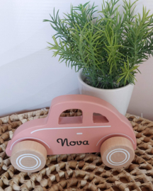 Little Dutch houten auto roze met naam