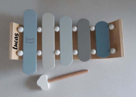 ''Label Label'' houten xylofoon  blauw (met naam)