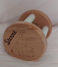 Little Dutch houten rolrammelaar ''Bunnies'' met naam