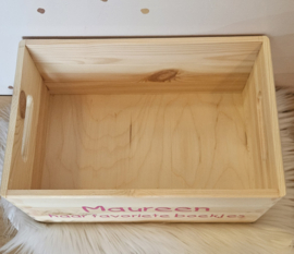 Houten kistje 'favoriete boekjes' met naam