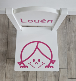 Stoeltje met naam en Meisjeshoofdje