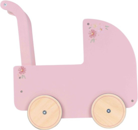 gepersonaliseerde Little Dutch houten poppenwagen roze