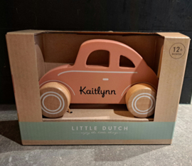 Little Dutch houten auto roze met naam