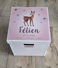 Bewaardoos met naam hertje pink