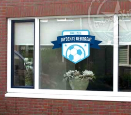 Geboorte Raamsticker voetbal - blauw