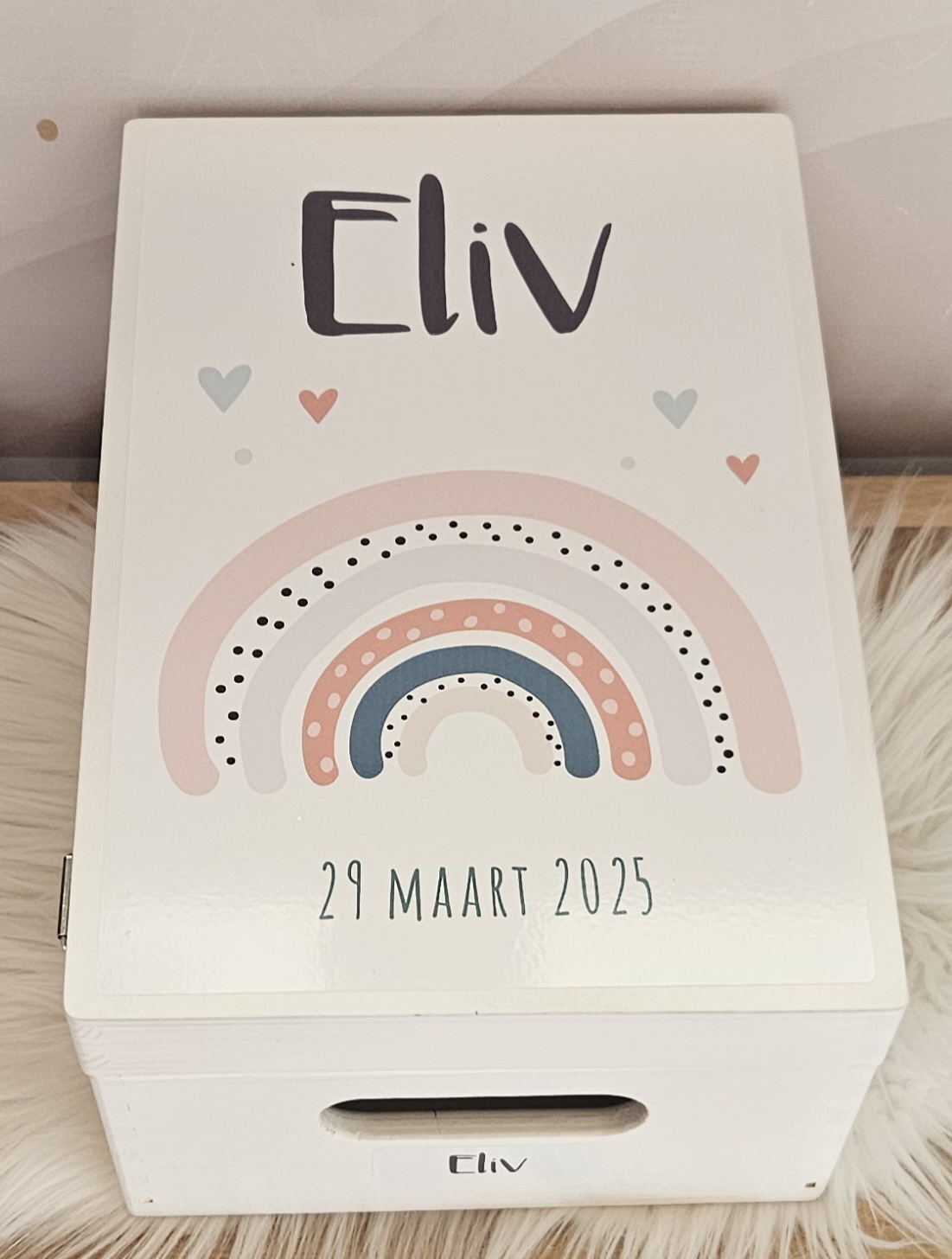 Houten herinneringskist met Regenboog
