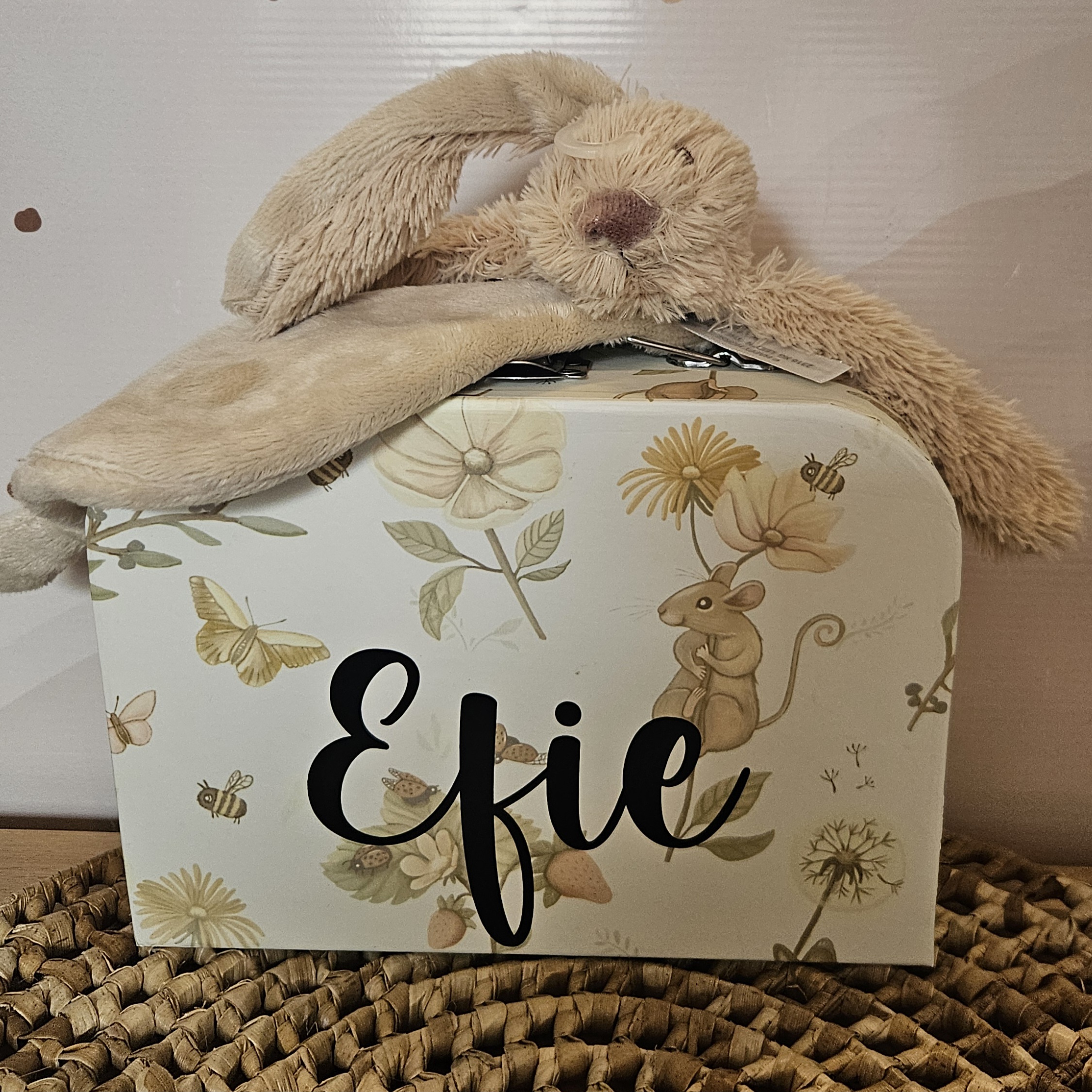 Jollein koffertje klein met knuffeldoekje (met naam)