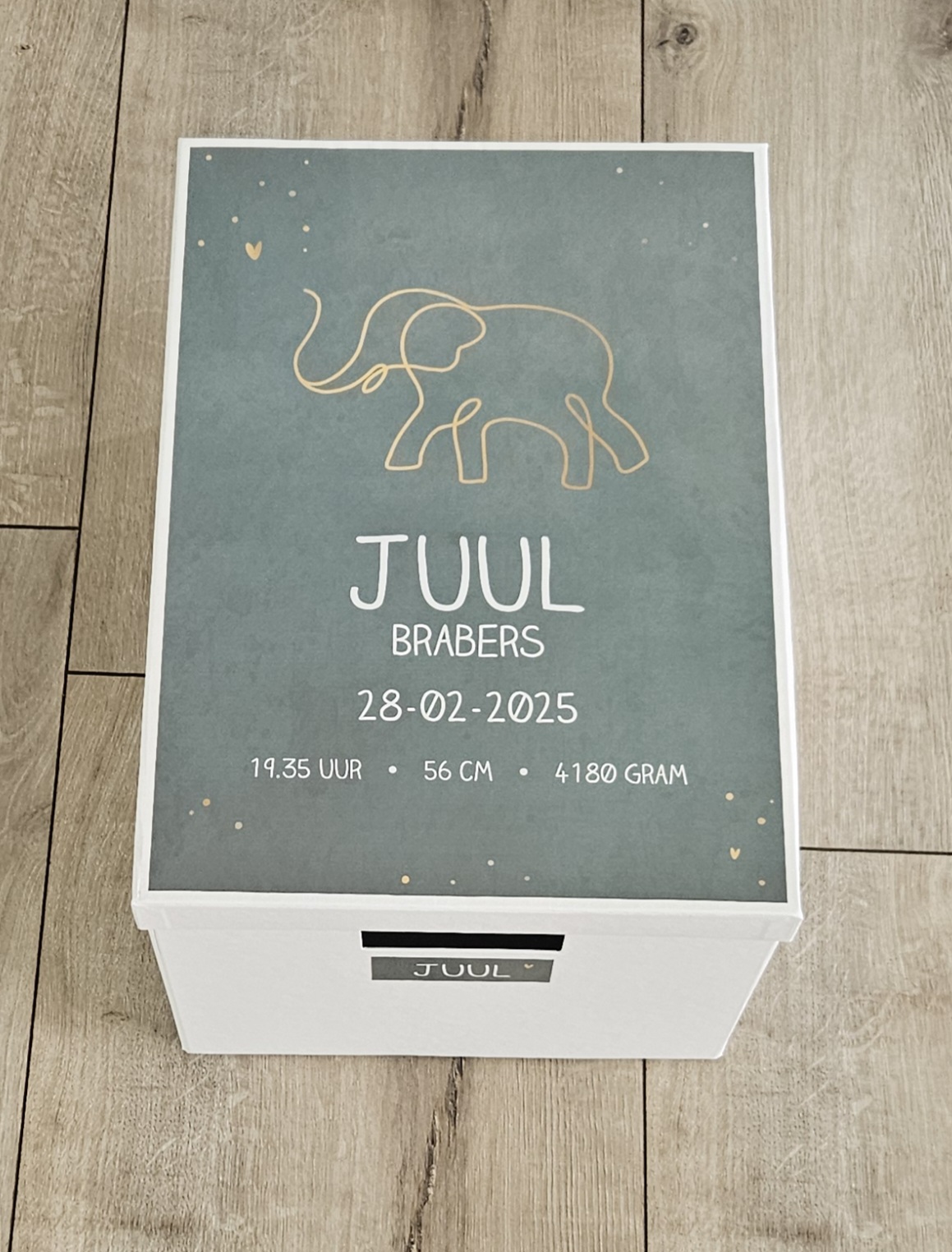 Bewaardoos met naam Olifant Silhouette