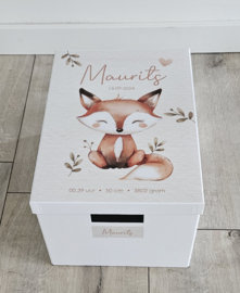 Bewaardoos met naam Schattig Vosje