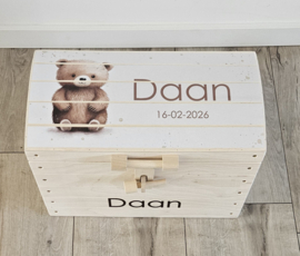 Houten speelgoedkist met naam Schattig Beertje