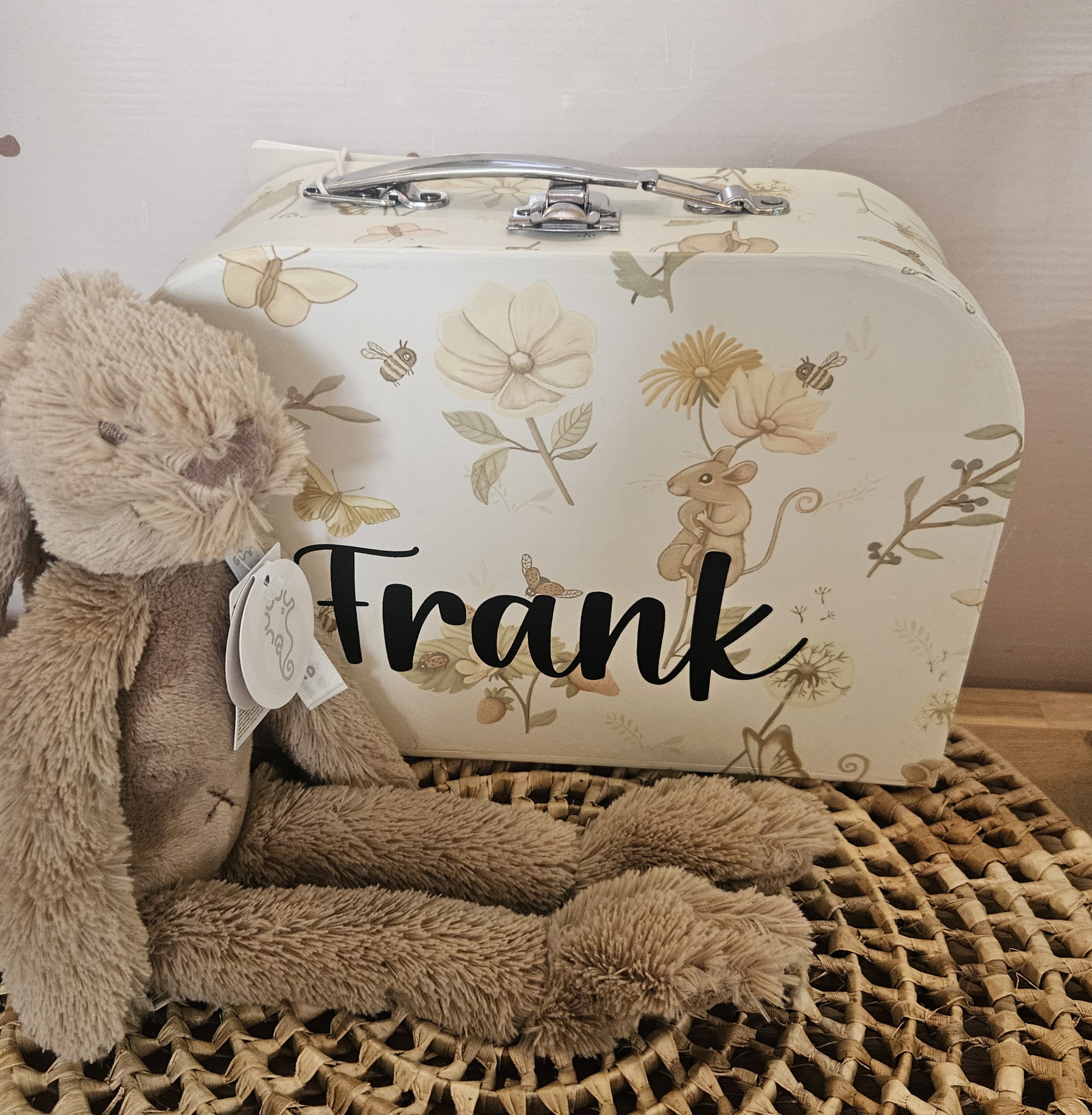 Jollein koffertje groot met knuffel  (met naam)
