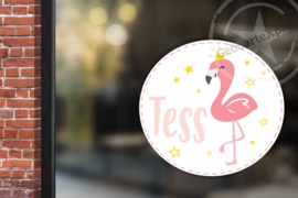 Raamsticker met naam 'flamingo' roze