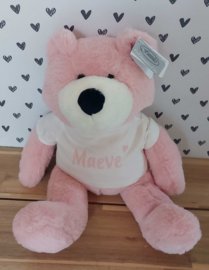 Knuffel beer roze met of zonder naam en hartje