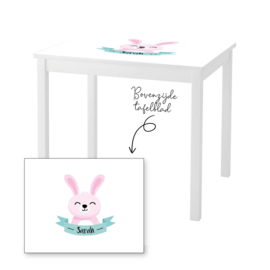 1 of 2 stoelen en tafeltje met naam en konijntje meisje