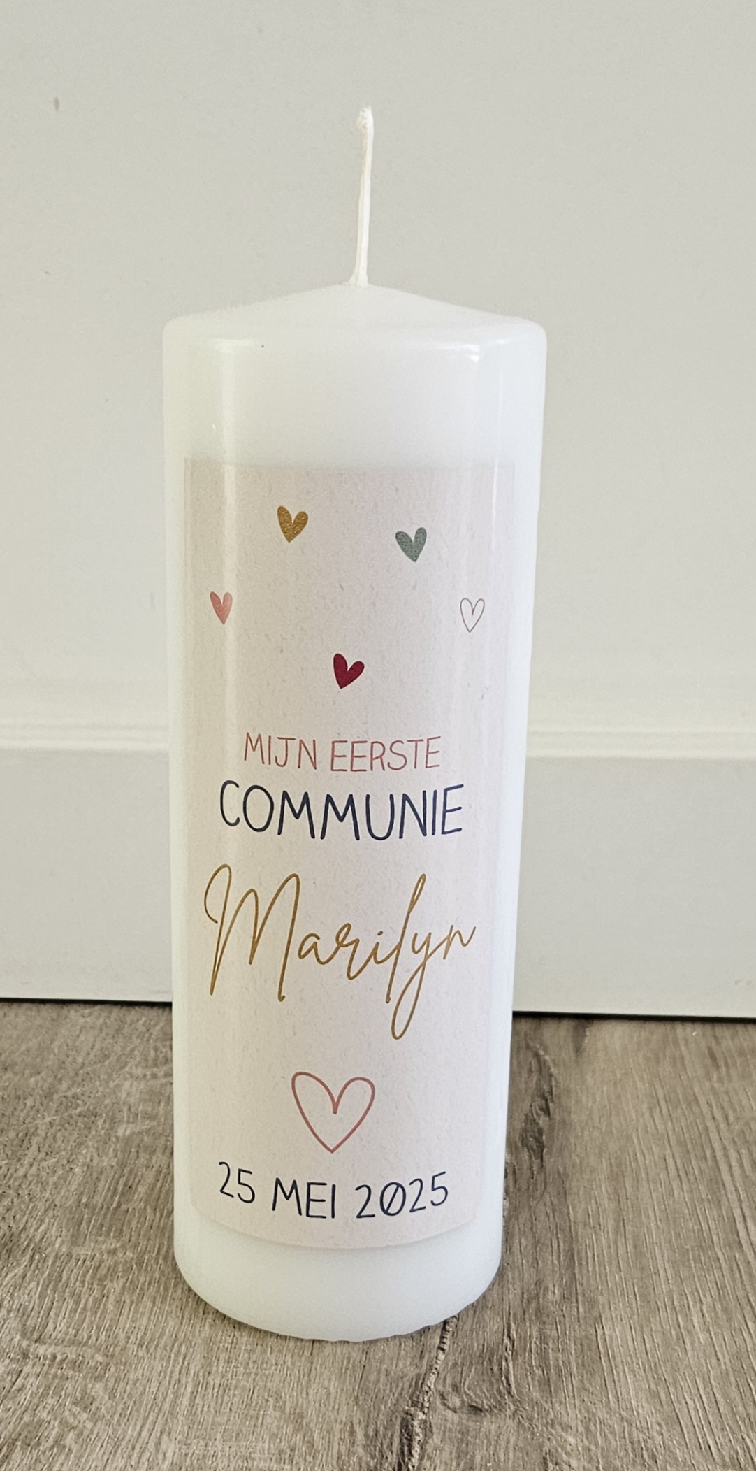 Communie kaars Hartjes
