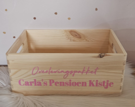 Houten Pensioen kistje met naam