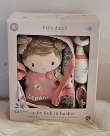 Little Dutch knuffelpop Rosa in mandje (met naam)