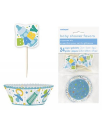 Baby shower cupcake set blauw