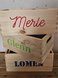 Houten kistje met naam