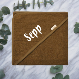 Badcape / omslagdoek met naam brown clay