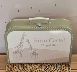 Koffertje met naam Giraffe Sepia