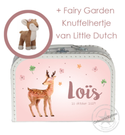 koffertje met naam en knuffelhertje van Little Dutch