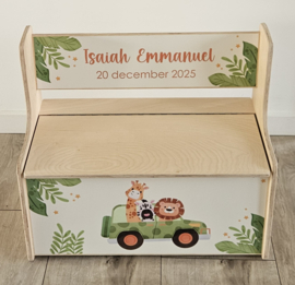 Houten zitbankje met rugleuning  Safari