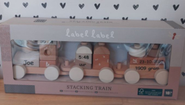 ''Label Label'' houten blokkentrein nougat (met naam)