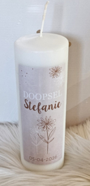 Gepersonaliseerde Doopkaars - Geboortekaars Pinkstone met bloem