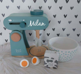 ''Label Label'' houten mixer blauw (met naam)