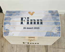 Naturel houten speelgoedkist met naam 'Watercolor'