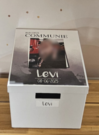 Communiedoos met naam en ''foto aquarel'' jongen of meisje