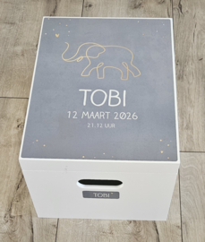 Houten herinneringskist met naam Olifant Silhouette