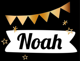 Raamsticker met naam 'banner met vlaggetjes' zwart