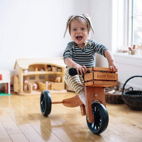 Kinderfeets 2-in-1 houten loopfiets & driewieler met naam - Bamboe