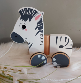 Houten zwenk trekzebra (met naam)