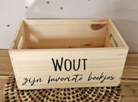 Houten kistje 'favoriete boekjes' met naam