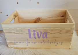 Houten kistje 'favoriete boekjes' met naam