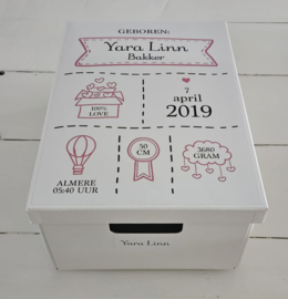 Bewaardoos herinneringen met geboortegegevens