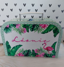 Koffertje met naam  Flamingo jungle