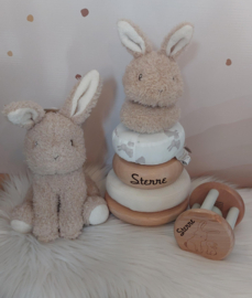 Little Dutch houten rolrammelaar ''Bunnies'' met naam