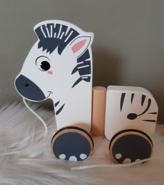 Houten zwenk trekzebra (met naam)