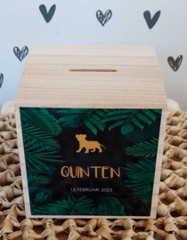 houten spaarpot met naam jungle